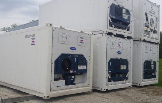 A stack of Refrigerated Containers for Dallas TX businesses, ready to rent or purchase