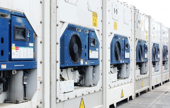 A row of well-maintainted Refrigerated Containers in Bismark ND from USA-Containers